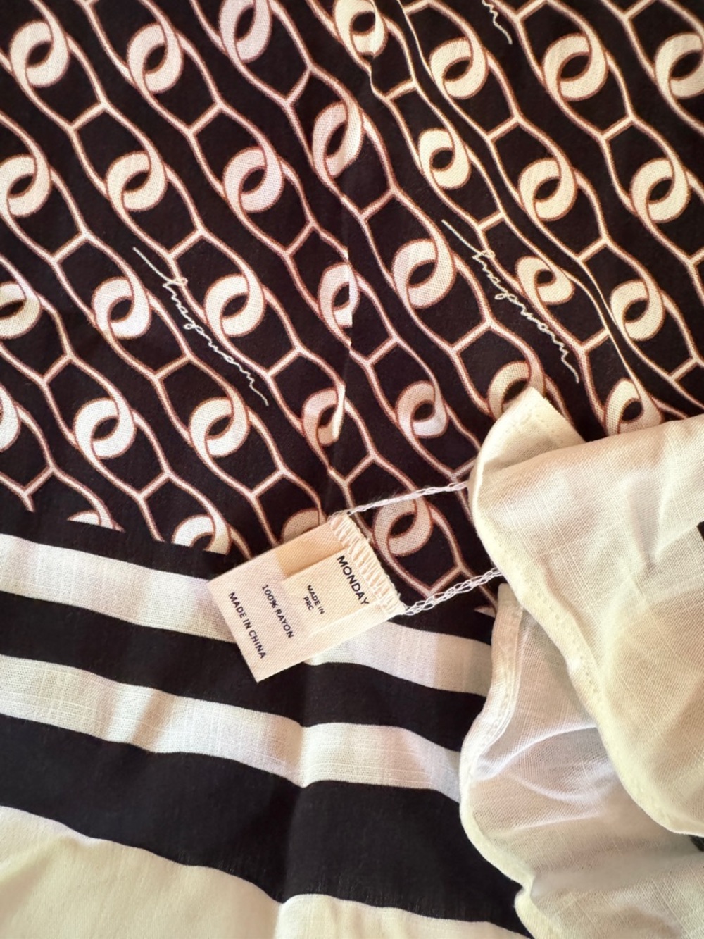 Monday Swimwear black, white, and brown sarong